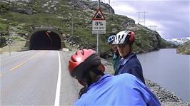 As soon as we emerged from the Rødal Tunnel we were faced with a second tunnel, the Seljestad Tunnel, only 2.5km long.  Again it was all downhill, so we went for it